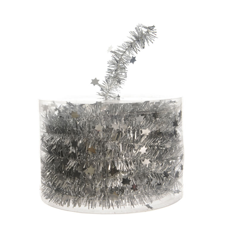 Gebeurt periscoop lokaal Zilveren kerstslinger met sterren 3,5 cm (7 meter) - Decoma.nl