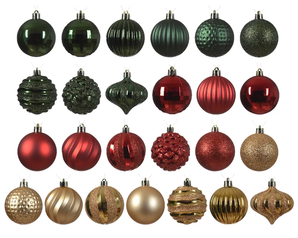 Kerstballen set rood goud groen (30 stuks)