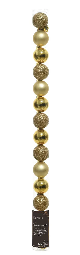 Kerstballen goud 3 cm assorti (14 stuks)