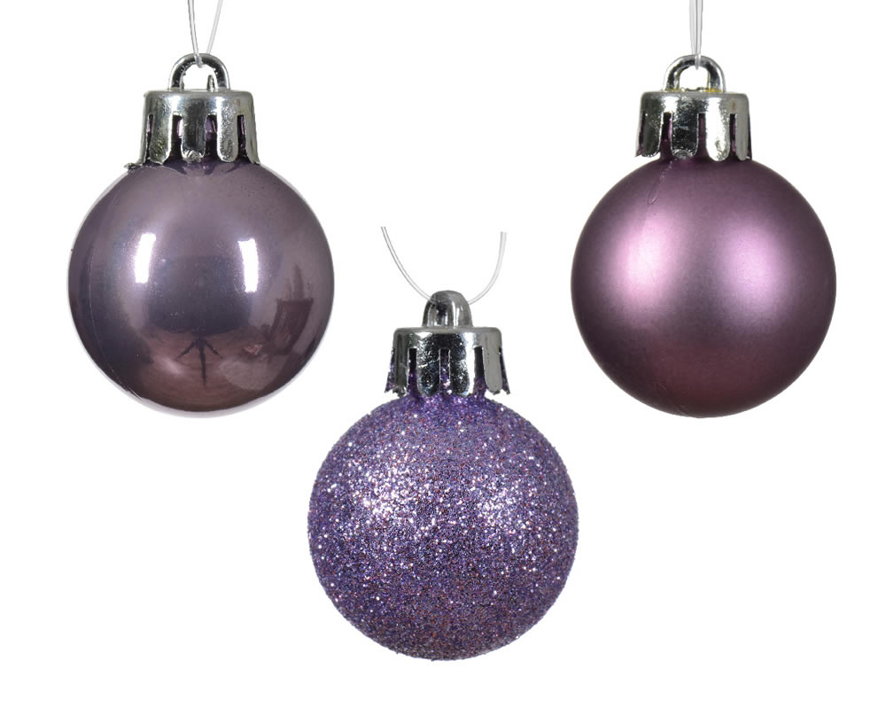 Kerstballen lila 3 cm assorti (14 stuks)