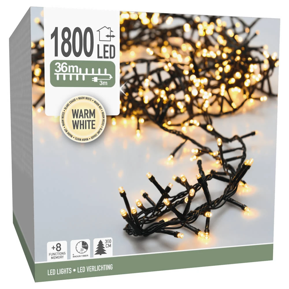 Kerstverlichting warm wit 1800 LED (36 meter)