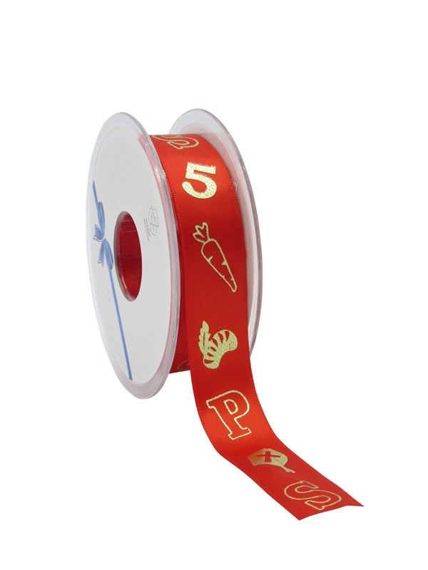 Cadeaulint Sinterklaas rood 23 mm (25 meter)