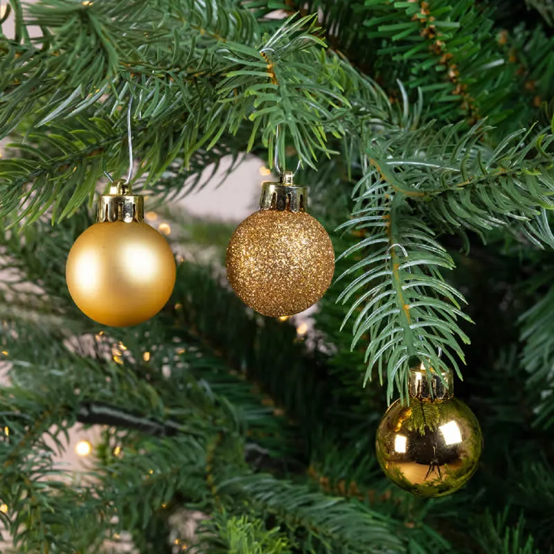 Kerstballen goud 3 cm assorti (14 stuks)