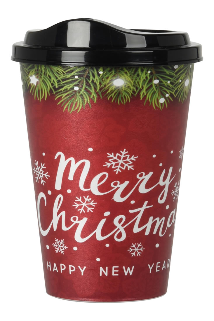 Koffiebeker to go rood Merry Christmas 500 ml (per stuk)