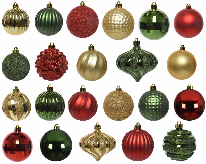 pedaal commentator Heerlijk Kerstballen set rood goud groen (60 stuks)