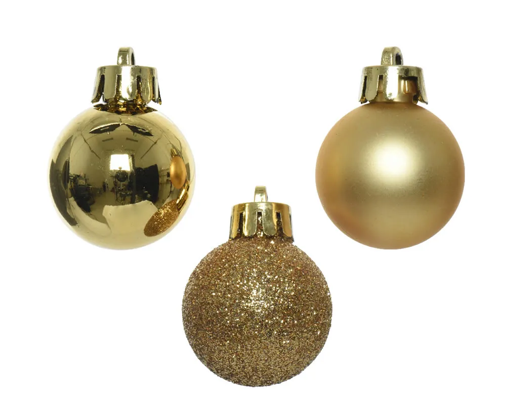 Kerstballen goud 3 cm assorti (14 stuks)