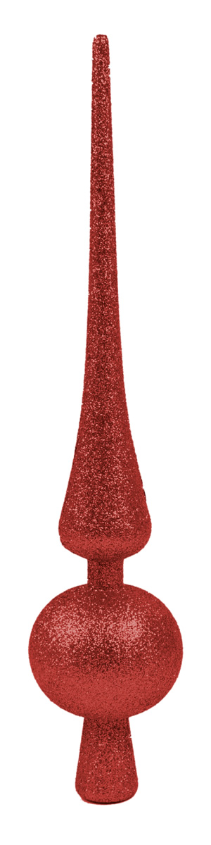 Kerstboom piek glitter rood 28 cm (per stuk)