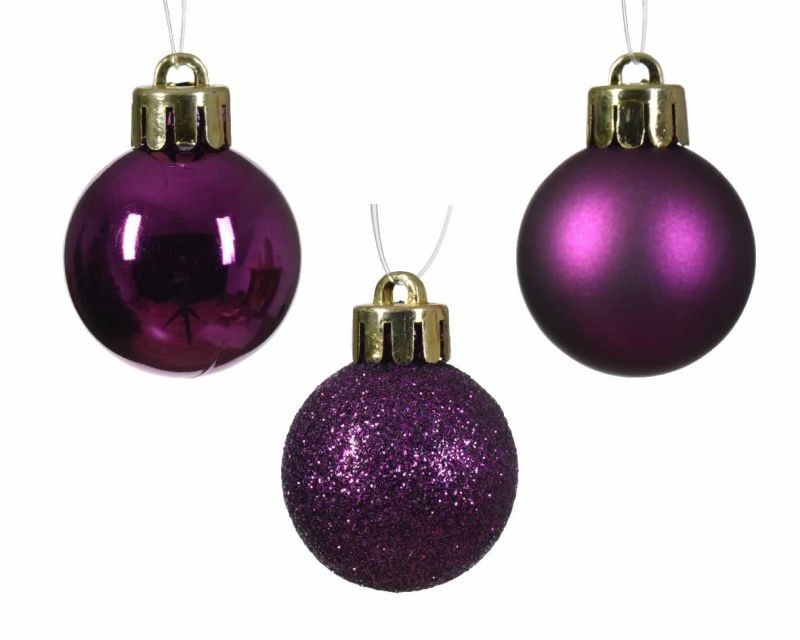 Paarse kerstballen 3 cm assorti (14 stuks)